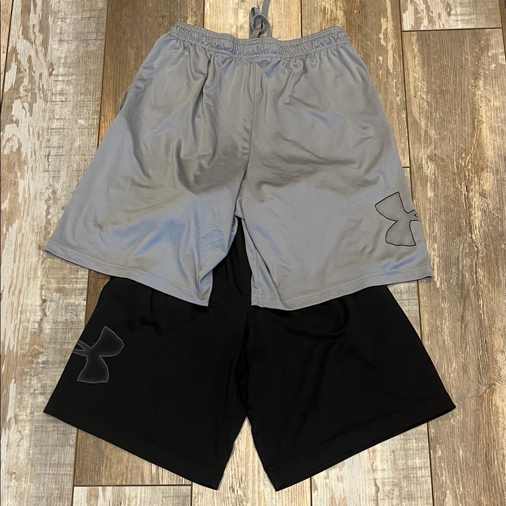 Bundle of two pairs of Under Armour Gray and Black Athletic Shorts